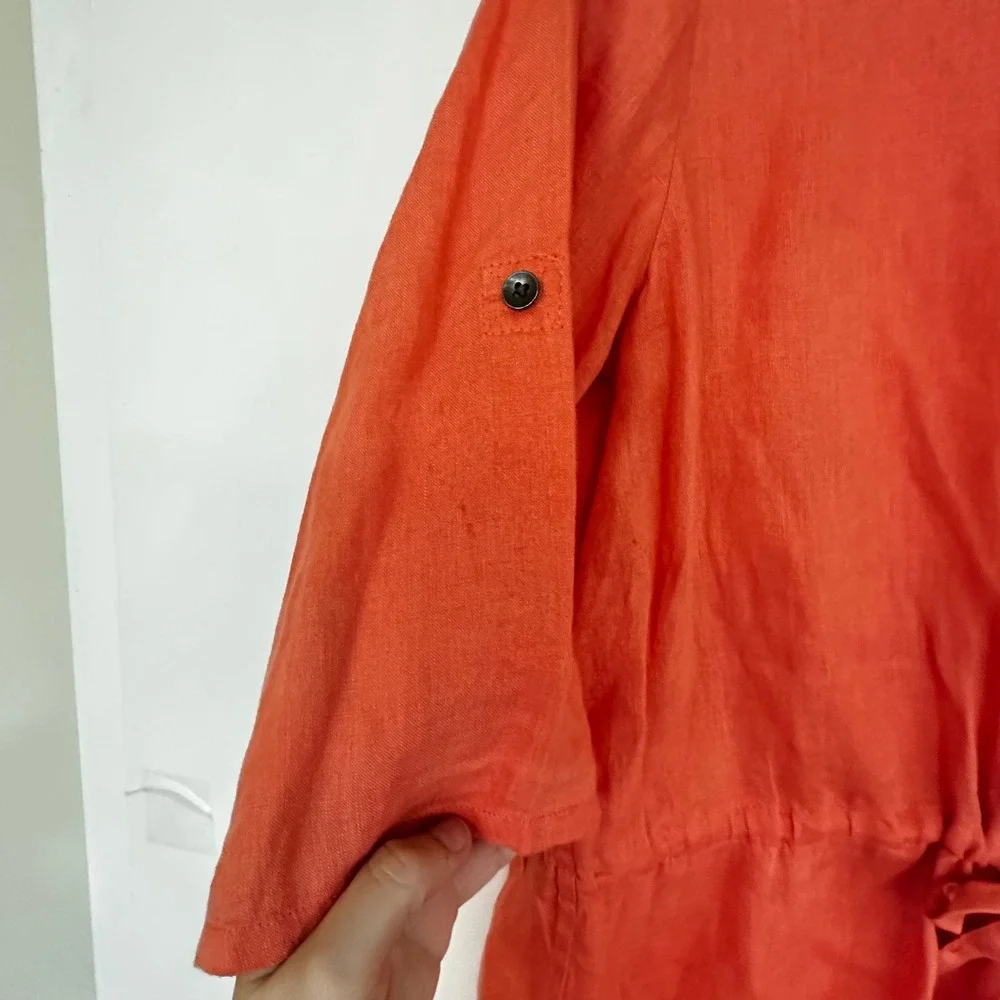 Orange Linen Dresses From BLUE Sax Fifth Avenue Vintage Large